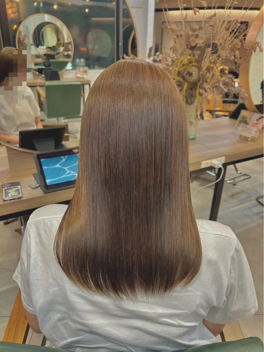 ロング カラー ブリーチ ブラウンカラー ダブルカラー ブリーチなしカラー オレンジ レイヤー/ハイトーン 艶感/ririkaのヘアスタイル
