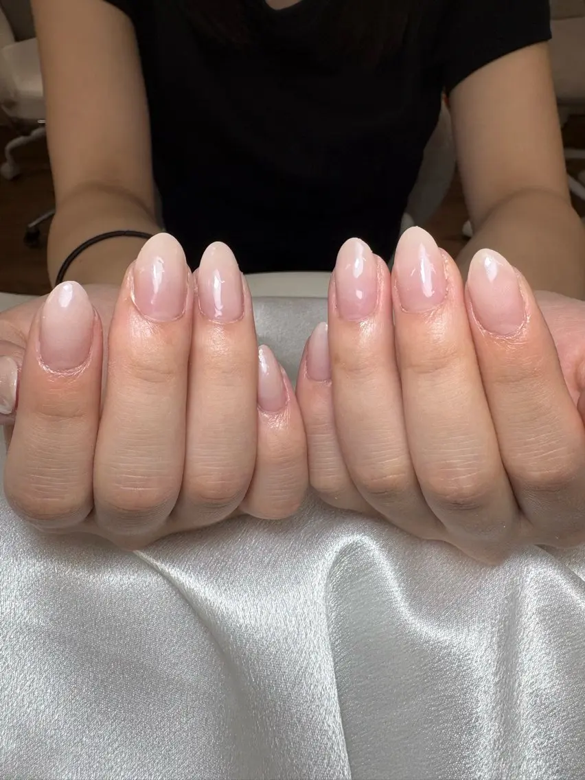 ネイル オーロラネイル ブルー チークネイル 長さ出し フットネイル ハンドネイル Kaki ちゃんのネイルデザイン