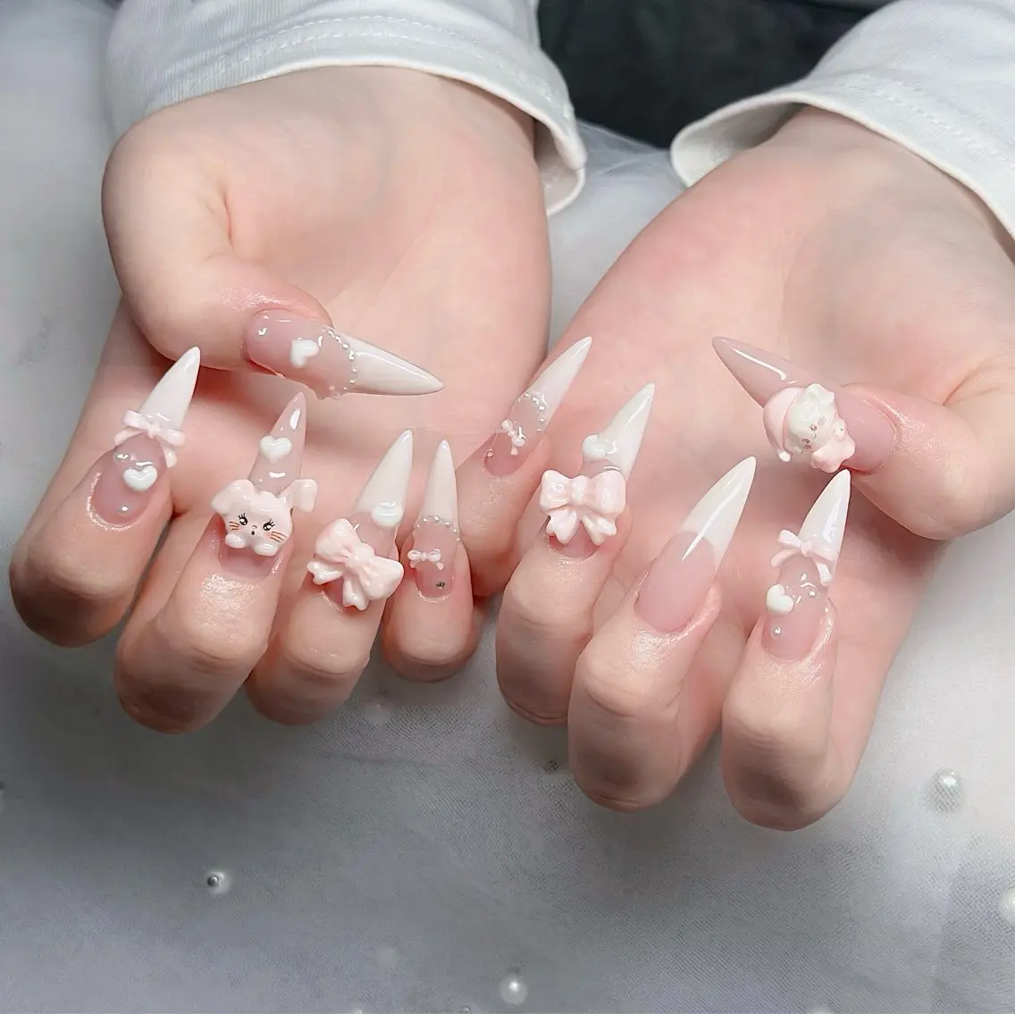 ネイル ハート キラキラネイル リボン ハンドネイル キノコ H.babynailのネイルデザイン