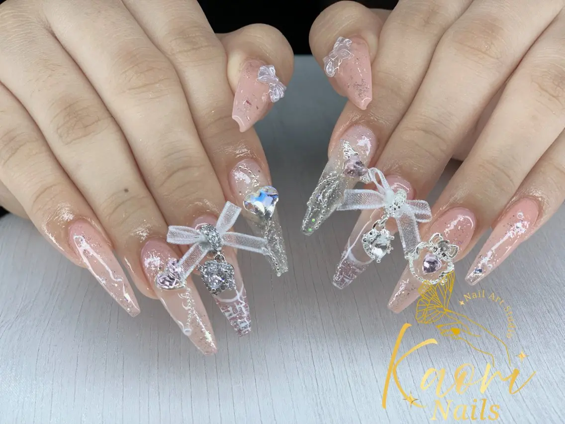 ネイル クリアネイル フットネイル フレンチネイル ガーリー ハート KAORI YUMIのネイルデザイン