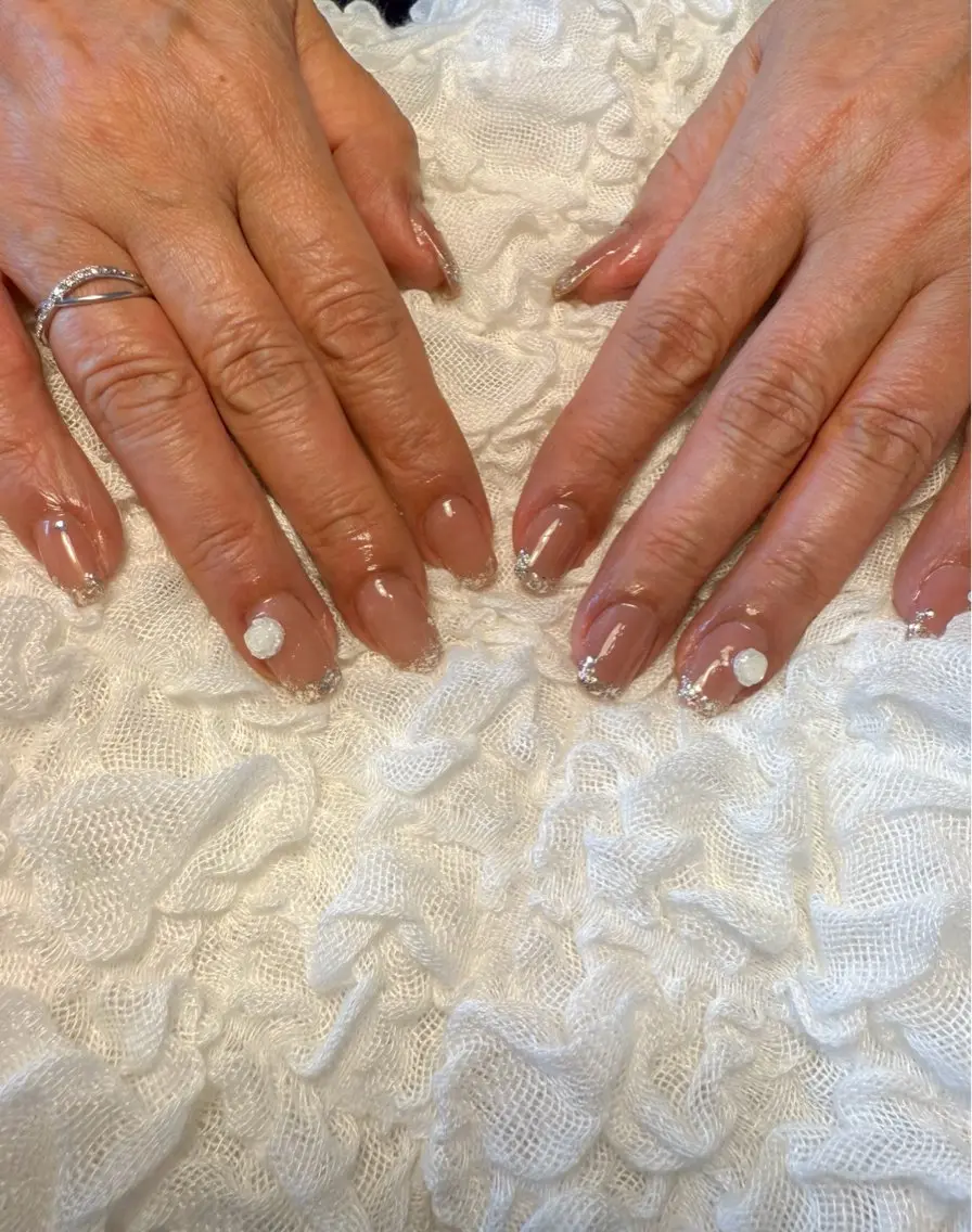 ネイル フレンチネイル ラメ(グリッター) マグネットネイル シンプルネイル ハンドネイル nail salon Estelleのネイルデザイン