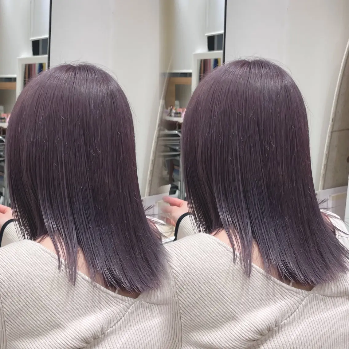 セミロング カラー ヘアカラー 髪質改善ストレート 韓国風レイヤー池袋のヘアスタイル