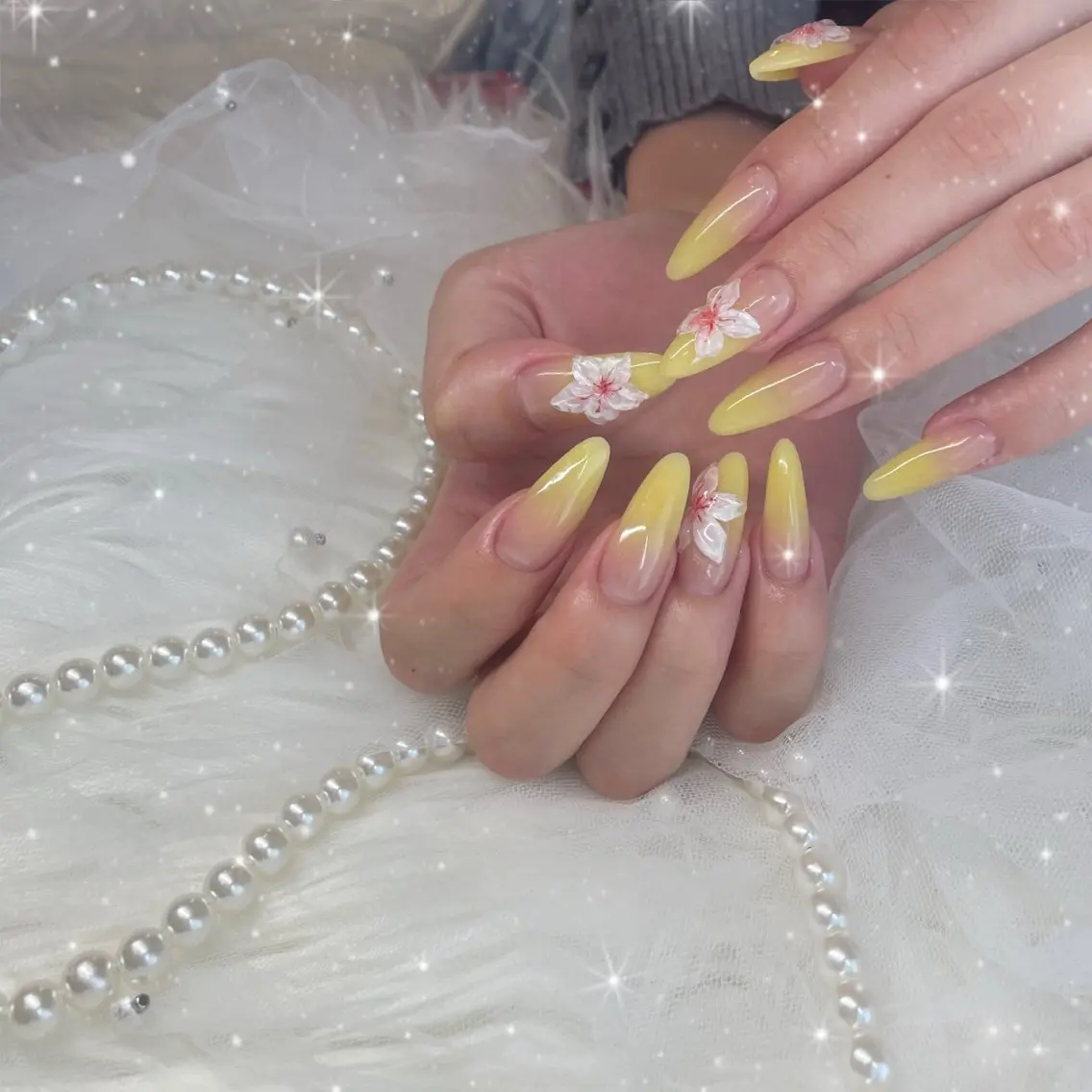 ネイル スカルプネイル Blue daisy RIN🎀のネイルデザイン