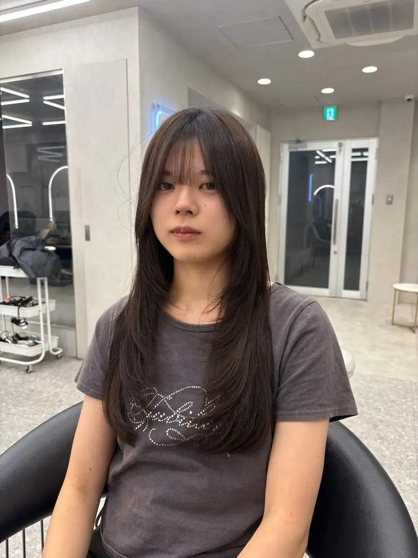 ロング ハッシュカット ハイレイヤー 韓国風ヘア レイヤーカット カット Yuta✂︎ 韓国レイヤー🪽のヘアスタイル