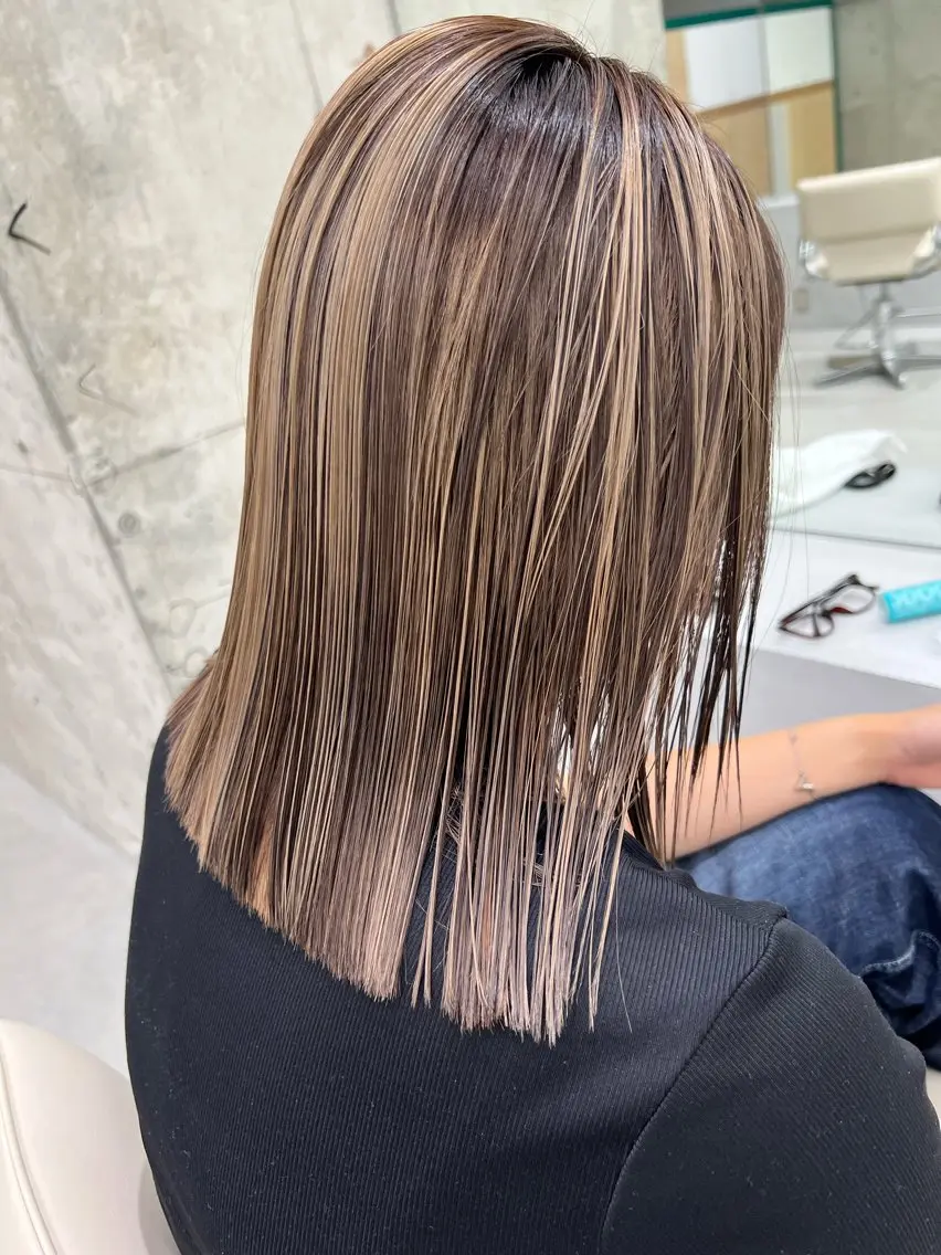 ミディアム カラー カット ヘアカラー トリートメント ブリーチなしカラー/ レイヤー/ASARIのヘアスタイル
