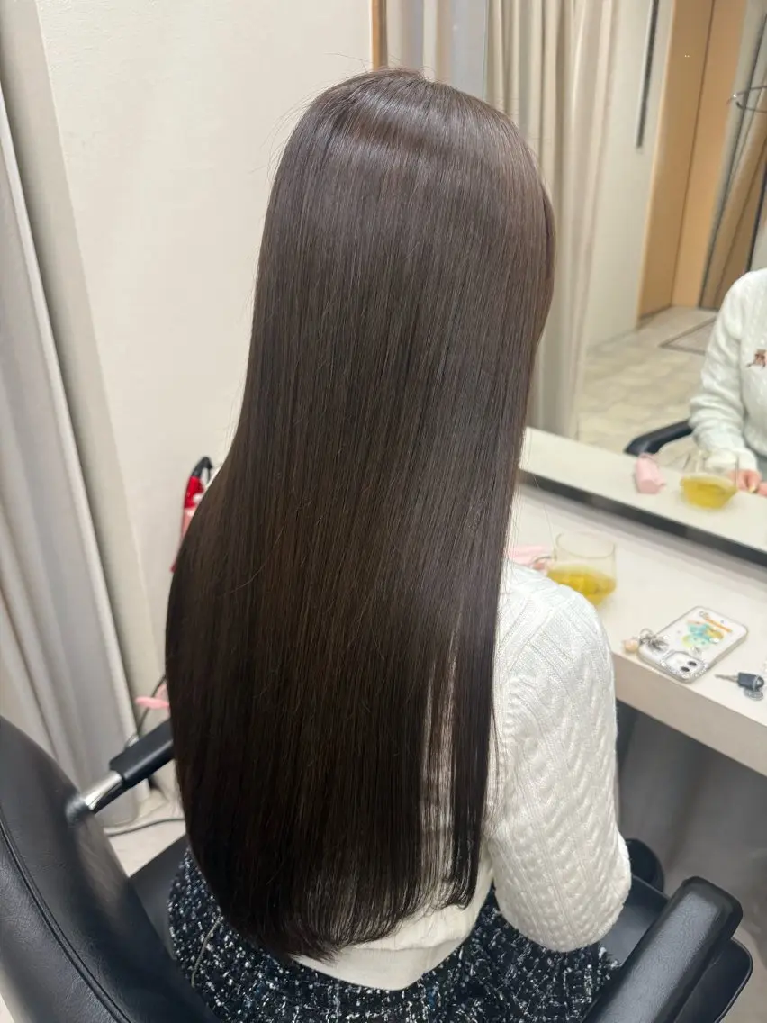 ロング カラー パーマ カット 縮毛矯正 トリートメント haru 髪質改善サロンのヘアスタイル