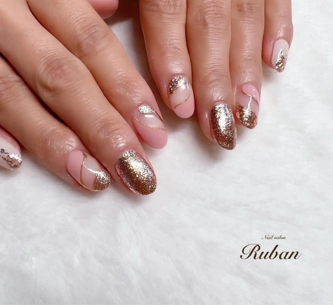 ネイル ミラーネイル ニュアンスネイル ピンク Nail salon Rubanのネイルデザイン
