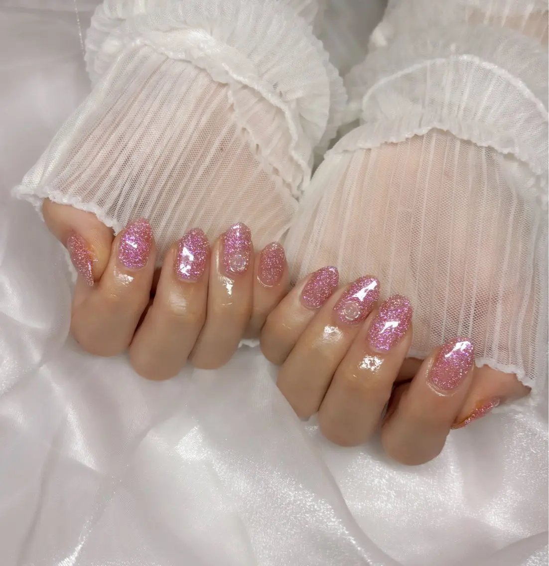 ネイル フラッシュネイル ピンク ハンドネイル Nail Salon macherieのネイルデザイン