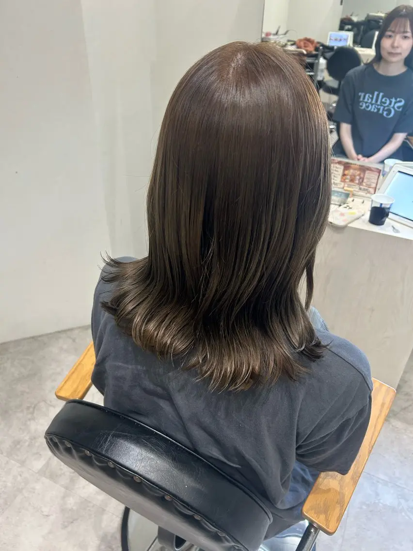 ミディアム カラー ヘアアレンジ ベージュカラー オリーブベージュ ヘアカラー ボブ /ニュアンス/ satomi🧸💖のヘアスタイル