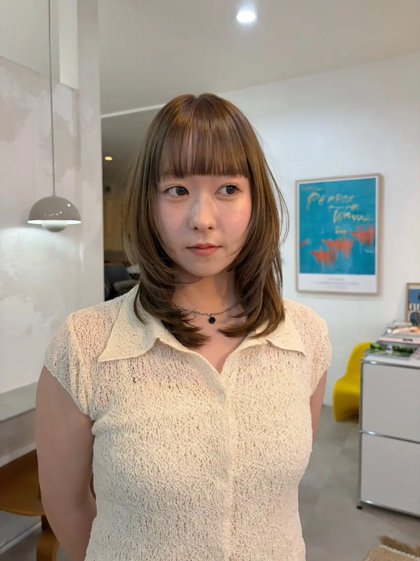 ミディアム カラー カット ヘアカラー はやし ちののヘアスタイル