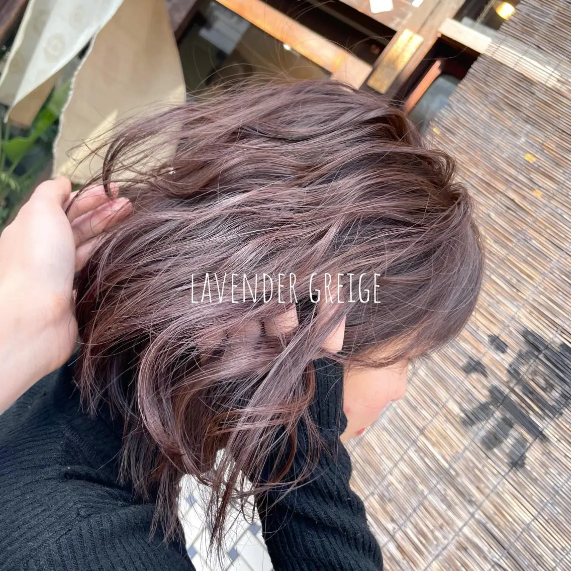 ショート カラー ヘアアレンジ ブリーチ グレージュ ラベンダーカラー ラベンダーグレージュ ラベンダーグレー Hikari /京都駅美容室のヘアスタイル