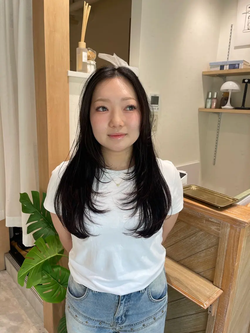 ロング カラー カット ヘアカラー トリートメント ミレイ/layer/ ブリーチなしWカラーのヘアスタイル