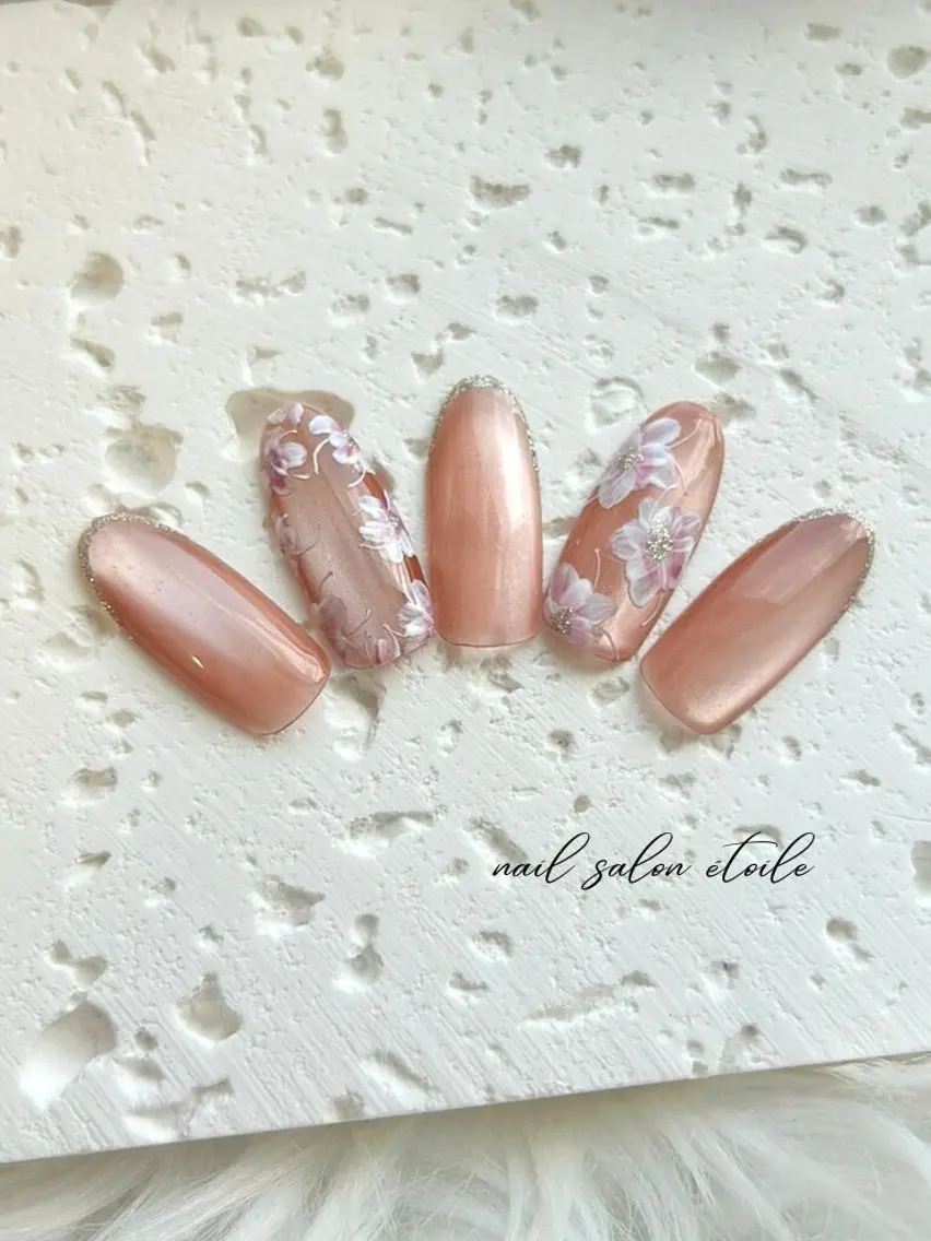ネイル フラワーネイル マグネットネイル オフィスネイル ハンドネイル nail salon étoileのネイルデザイン