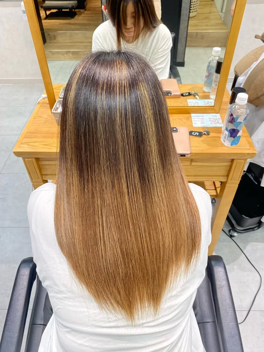 セミロング 髪質改善 縮毛矯正 トリートメント カラーモデル募集 🤍momoha🤍のヘアスタイル