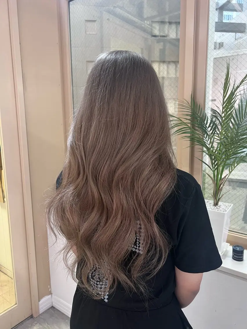 ロング カラー ヘアアレンジ プルエクステ エクステ 韓国🤍ワンホンヘア みかん🇨🇳のヘアスタイル