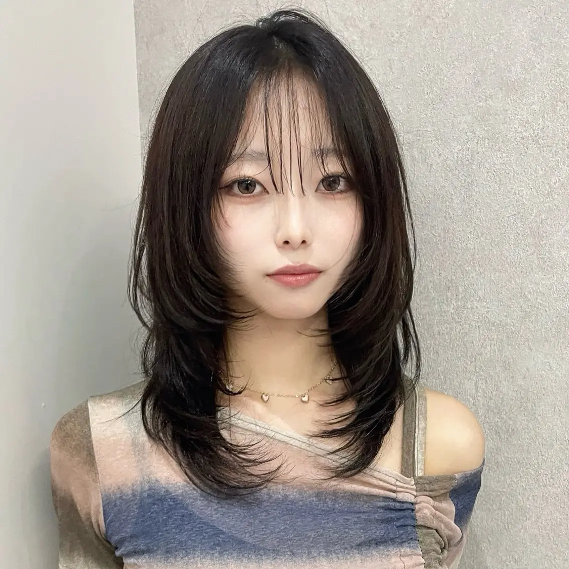 ロング ハッシュカット🖤✨ 顔周り/韓国ヘアのヘアスタイル