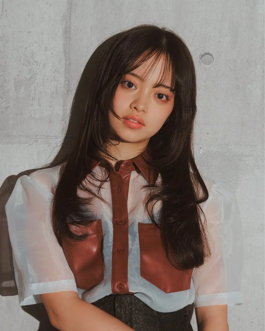 ロング カラー 顔まわりレイヤー 顔周りカット 髪質改善 韓国風ヘア レイヤーカット カット Saki/レイヤー/ 柔らかカラーのヘアスタイル