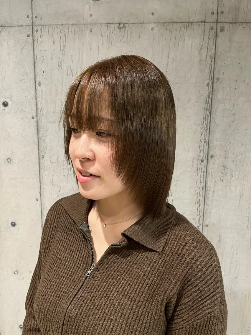 ミディアム カラー ヘアカラー トリートメント 大人かわいい艶ボブ ・リクト💥のヘアスタイル