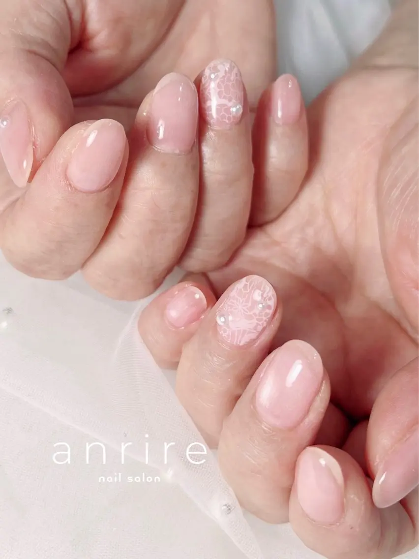 ネイル アートネイル レース マグネットネイル オフィスネイル シンプルネイル nailsalon anrireのネイルデザイン