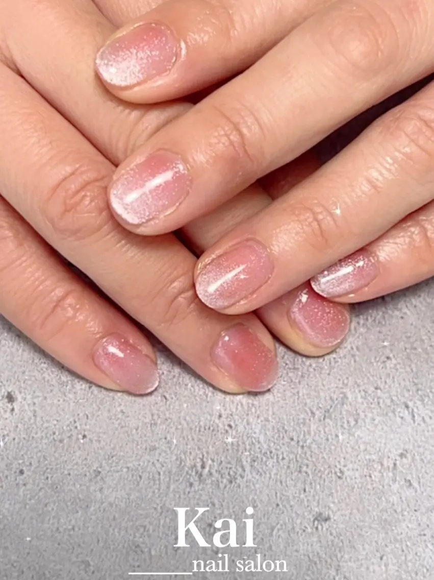 ネイル グラデーション 韓国ネイル マグネットネイル ニュアンスネイル ピンク ハンドネイル Kai  nail Mayukoのネイルデザイン