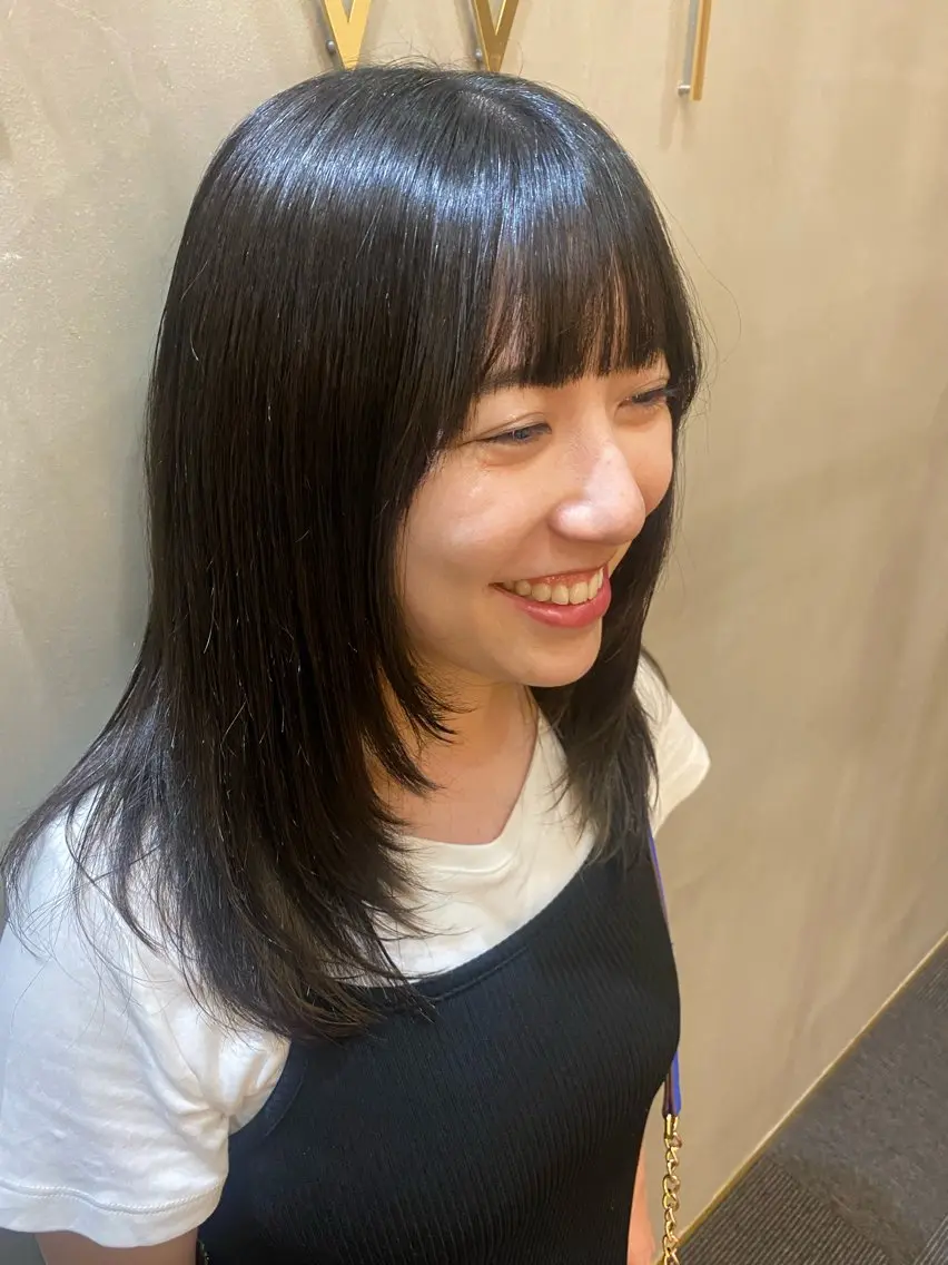 セミロング カラー 韓国×髪質改善カラー 💎hinaのヘアスタイル