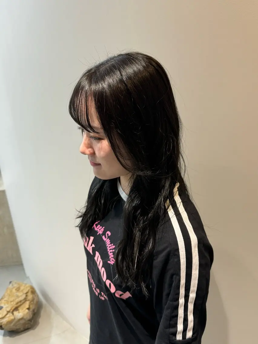 ロング カラー 伸ばしかけ 京都河原町  前田 希歩のヘアスタイル