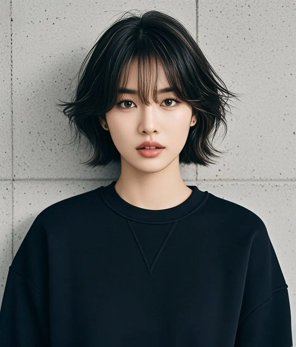 ミディアム ショートボブ ミディアムレイヤー ミディアムパーマ アッシュ ボブ カット ヘアカラー ウルフカット 811 大阪梅田 ウルフのヘアスタイル
