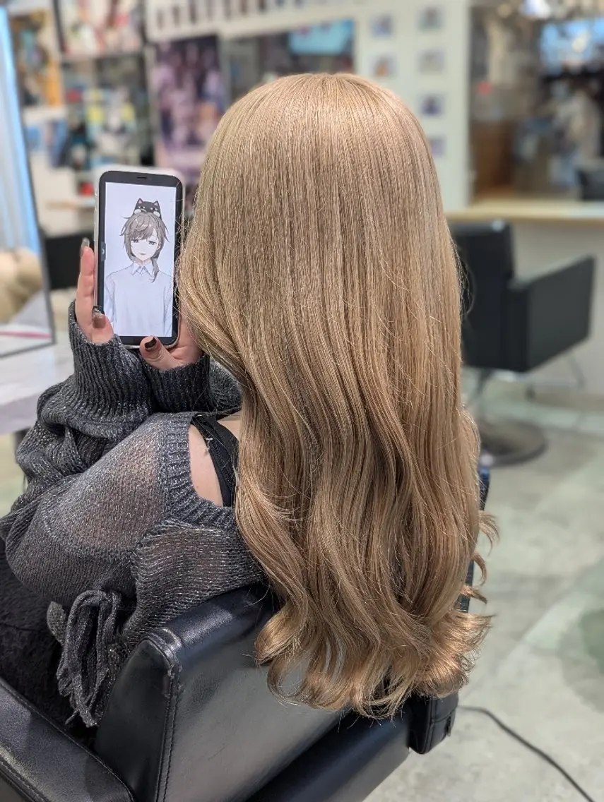 ロング カラー ブリーチ 推しカラー🦉にじさ んじカラー🌈🕒✨のヘアスタイル
