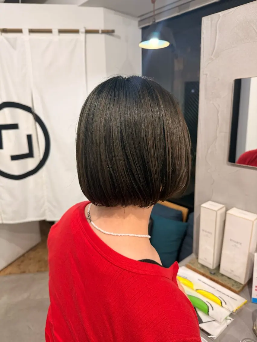 【レディースボブカット✂️】自然なシルエットのボブ|カットモデル【ミニモ学割】【U-35】の写真