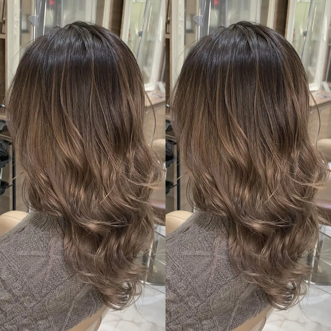 セミロング カラー ヘアアレンジ 白髪ぼかしハイライト 茗荷谷駅徒歩2分のヘアスタイル
