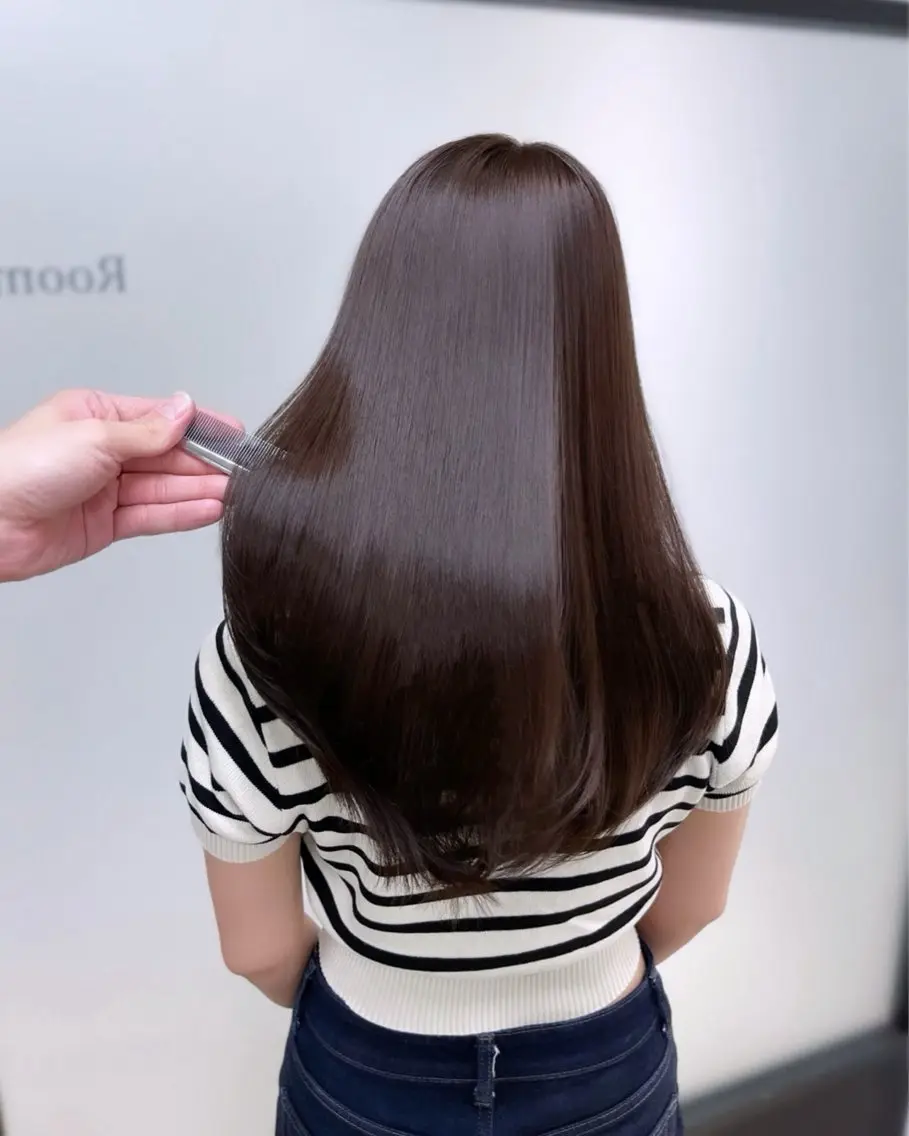 ロング 髪質改善 トリートメント カット ヘアカラー トリートメント 韓国レイヤーカット 髪質改善▫️水野有真のヘアスタイル