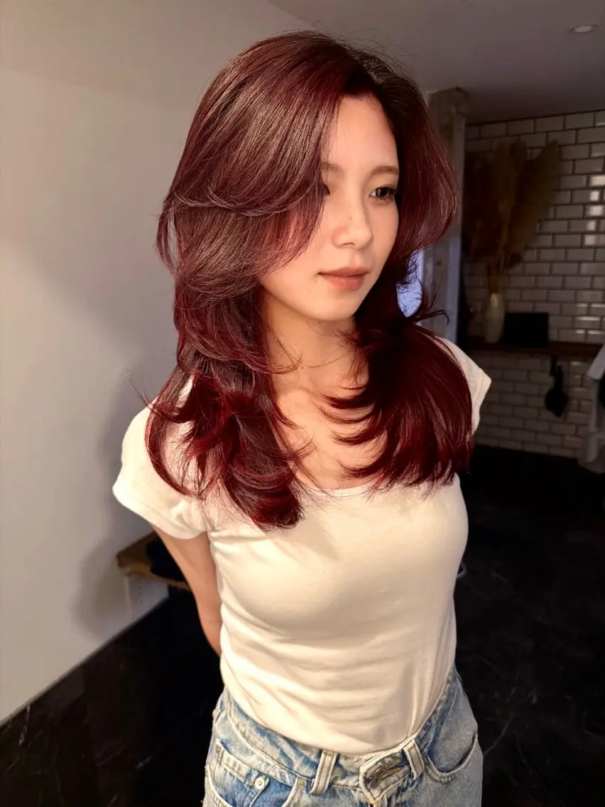 ロング ヘアカラー トリートメント ヘッドスパ ヘアセット 暖色/ハイライト 海碧のヘアスタイル