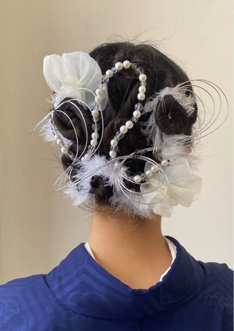 セミロング ヘアアレンジ 着物ヘア 顔まわり🤍小顔 カット🤍みさきのヘアスタイル