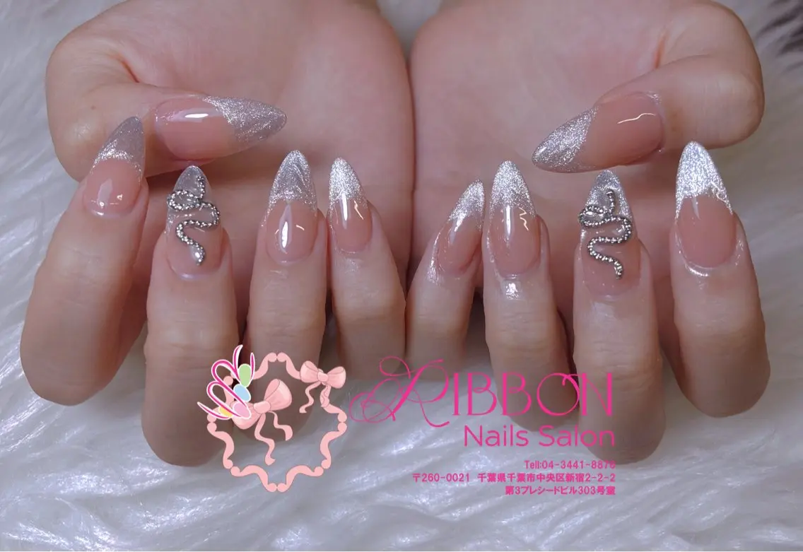 ネイル フットネイル フレンチネイル ジェルネイル マグネットネイル 持ち込み ハンドネイル Ribbonnail salonのネイルデザイン