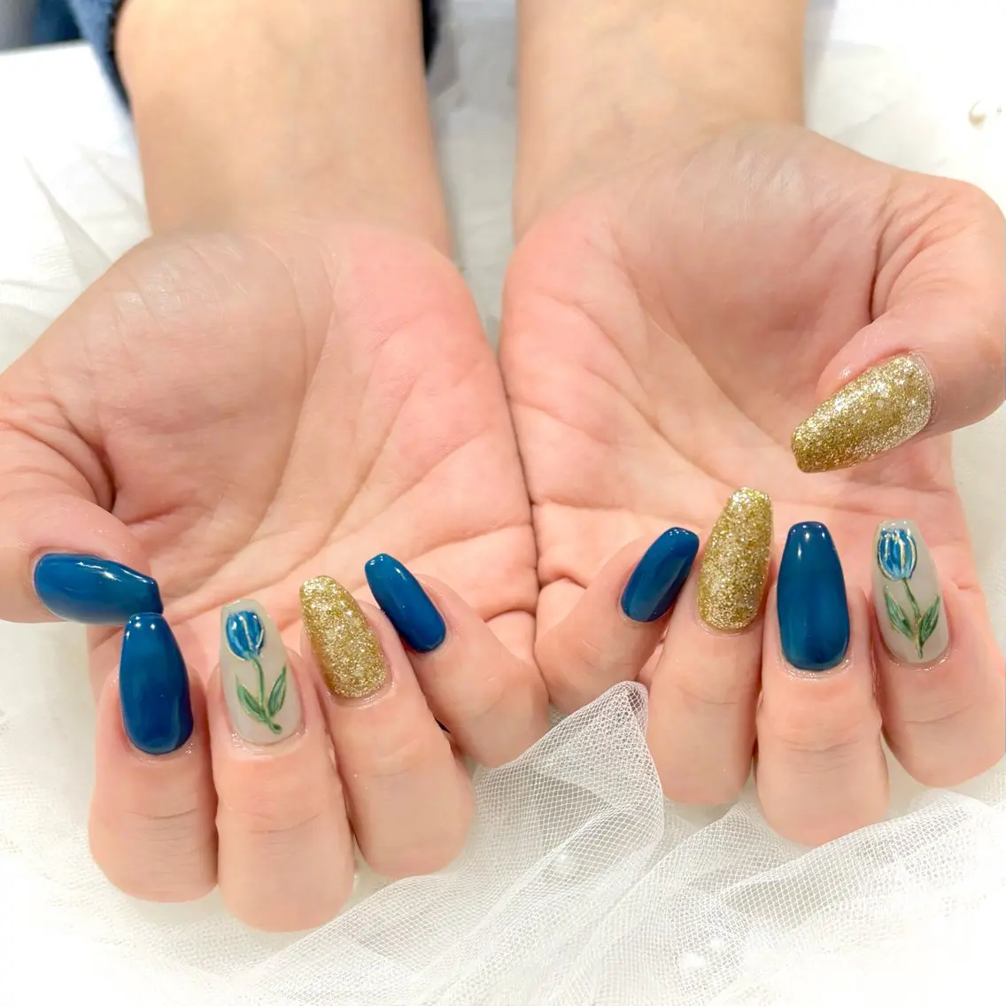 ネイル ブルー ハンドネイル Nail salon Cielel⟡Ayaのネイルデザイン