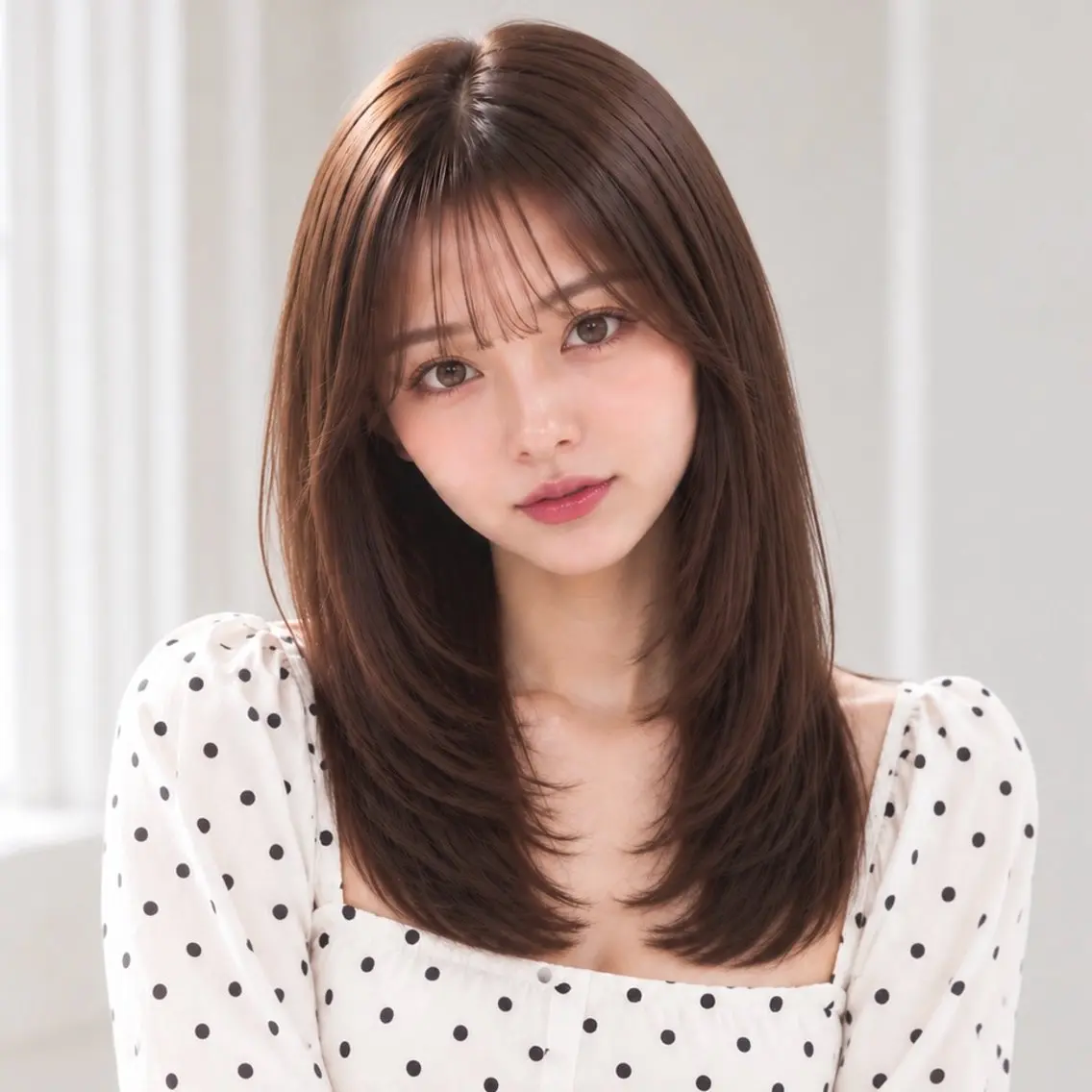 セミロング セミロングレイヤー レイヤーカット シースルーバング カット ヘアカラー トリートメント 艶カラー/レイヤー/ 顔周りカット♡こいみのヘアスタイル