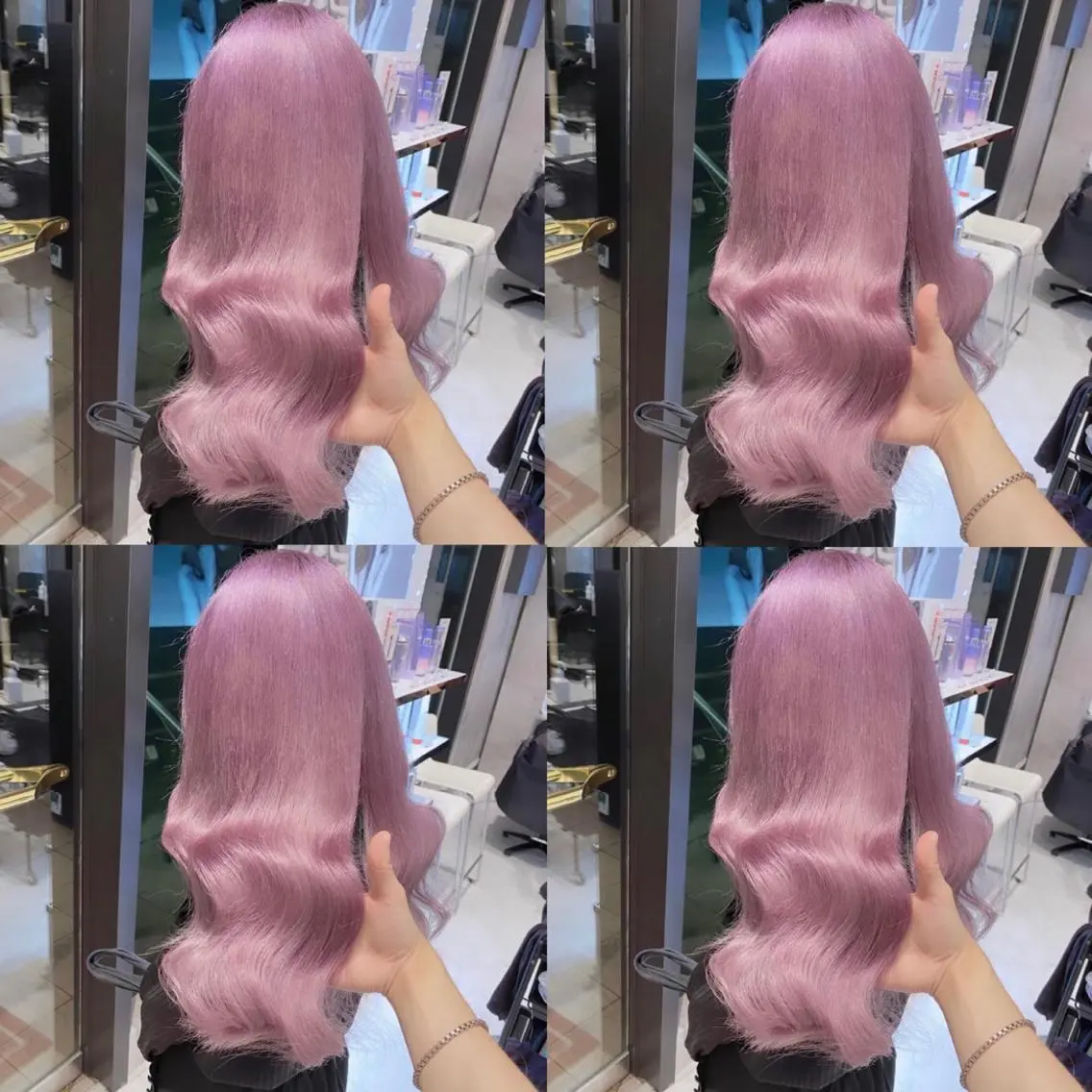 ロング アッシュ アッシュグレー アッシュグレージュ ミストバング ピンクブラウン 💞ハイトーン/ヘア アレンジ💞 くるみのヘアスタイル