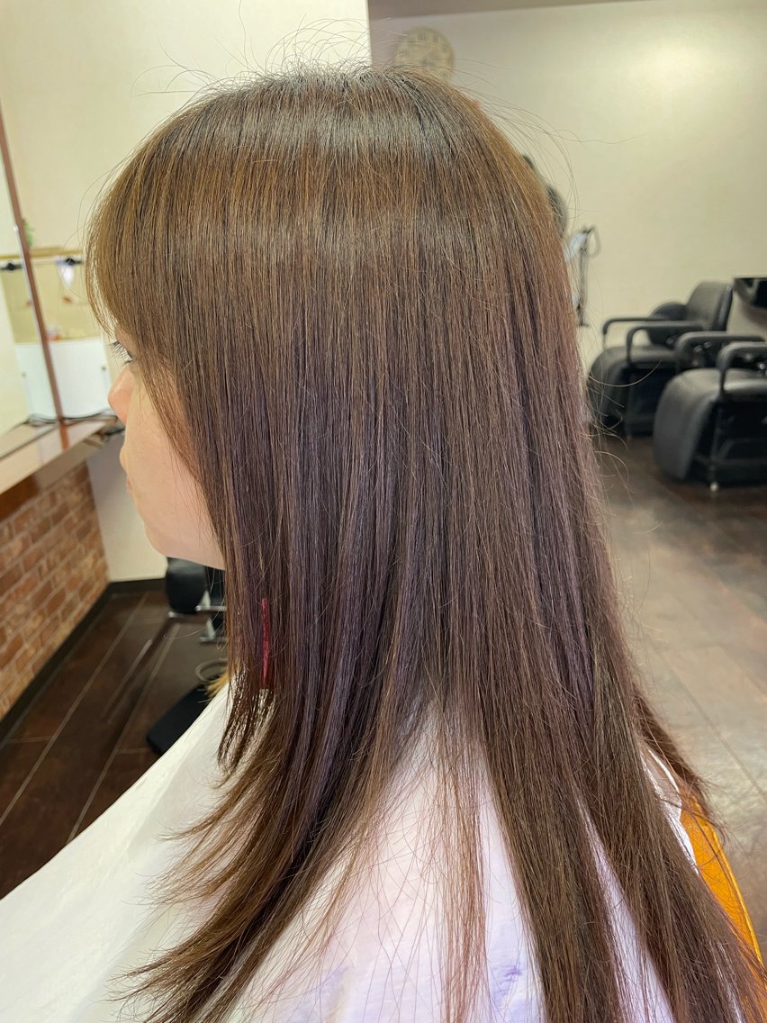 セミロング パーマ ヘアカラー 桧山 真のヘアスタイル