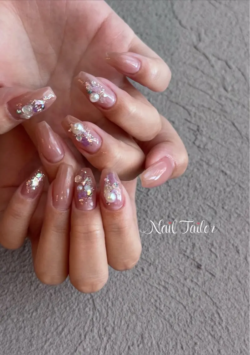 ネイル キラキラネイル 春ネイル ハンドネイル NailTailor ネイルテイラーのネイルデザイン