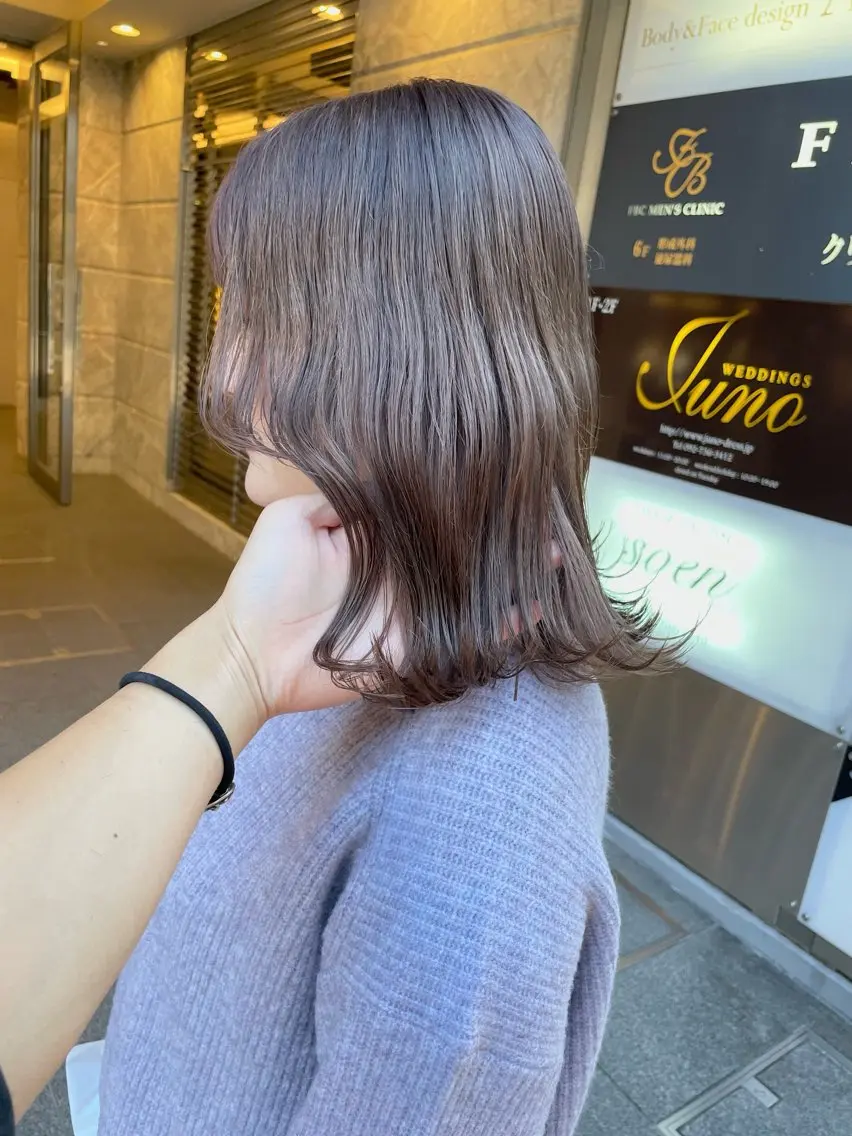 ミディアム カラー カット ヘアカラー トリートメント 髪質改善will hairdesignのヘアスタイル