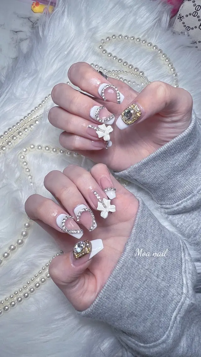 ネイル 長さ出し ハート スカルプネイル ワンホンネイル ハンドネイル Moa nailのネイルデザイン