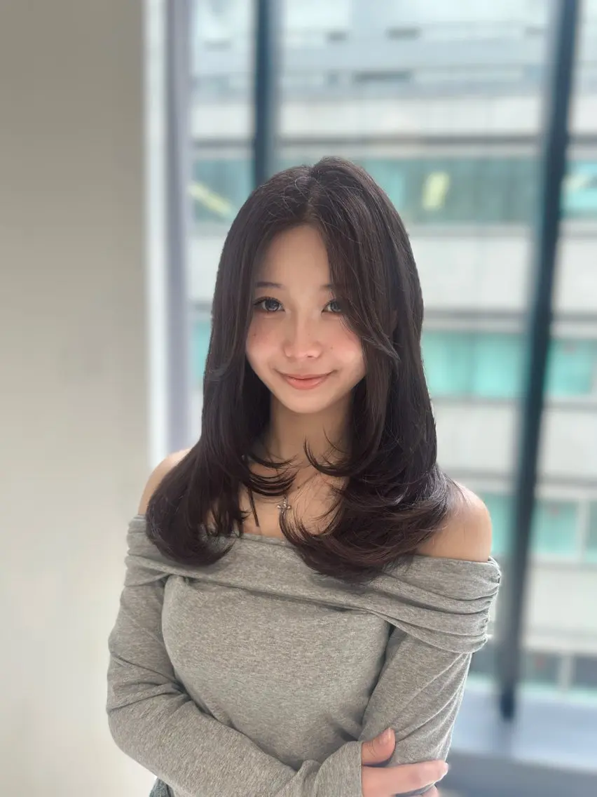 セミロング カラー ブリーチ ブラウンカラー 透明感カラー グレージュ ブリーチなしカラー カット ヘアカラー レイヤー/ブリーチ 銀座/HARUKAのヘアスタイル