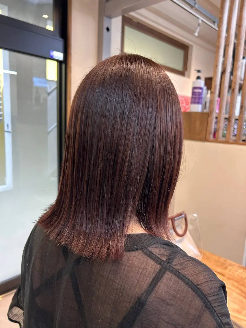 セミロング カラー カット 縮毛矯正 井上 萌のヘアスタイル