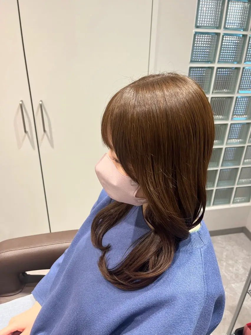 セミロング ケアカラー くびれヘア 韓国風ヘア トリートメント 大宮レイヤーカット× 透明感カラー　rioのヘアスタイル