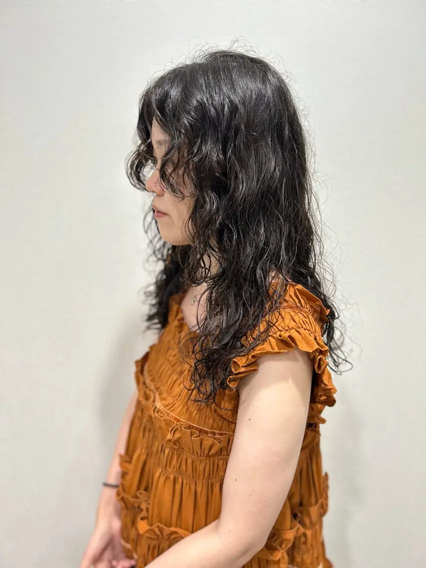 ロング パーマ カット パーマ 柴田 久美子のヘアスタイル