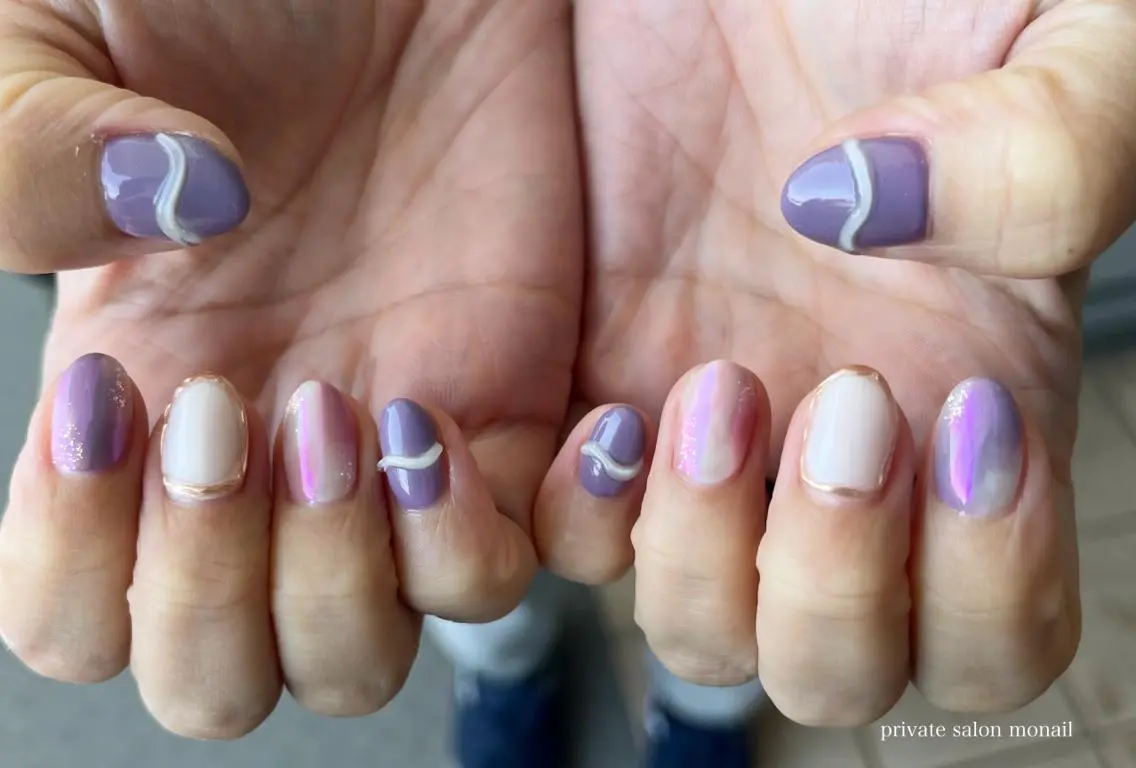 ネイル アートネイル オーロラネイル ハンドネイル nail salon monailのネイルデザイン