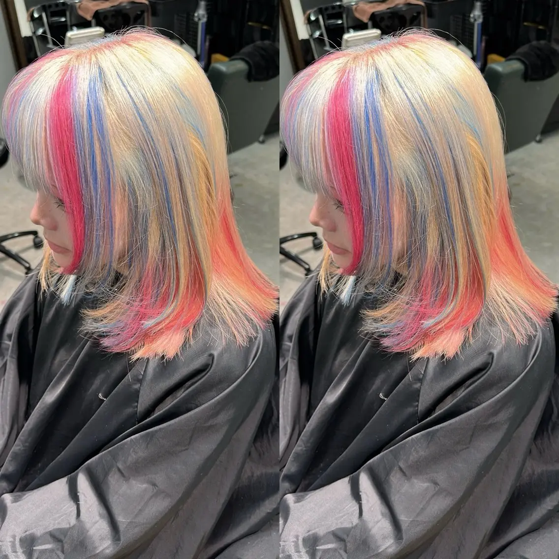 カラー ブリーチ ブロンド ブルーカラー デザインカラー ダブルカラー ヘアカラー slit kokoroのヘアスタイル