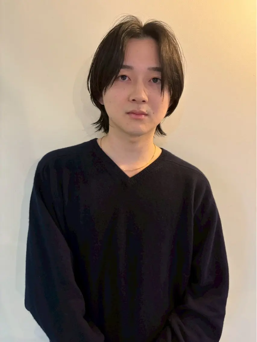 ミディアム メンズ ショートボブ ミディアムパーマ メンズブリーチ フェードカット メンズハイライト カット 縮毛矯正 CEINE【セーヌ】 三軒茶屋のヘアスタイル
