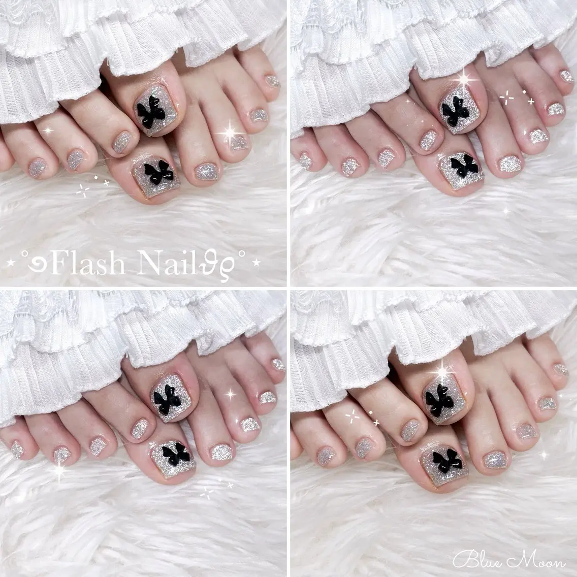ネイル リボン フットネイル nail salon Blue Moonのネイルデザイン