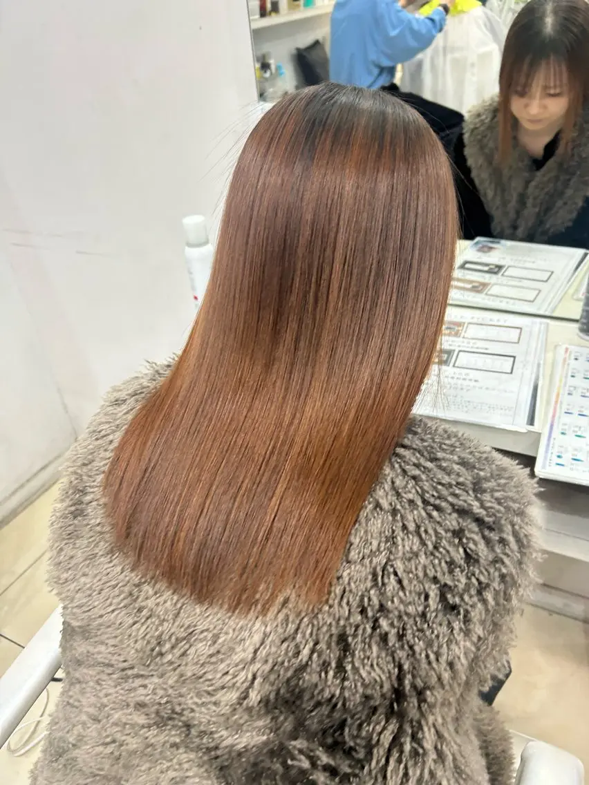 セミロング カット 縮毛矯正 【髪質改善カラー】 瀧田嵐士🇰🇷のヘアスタイル